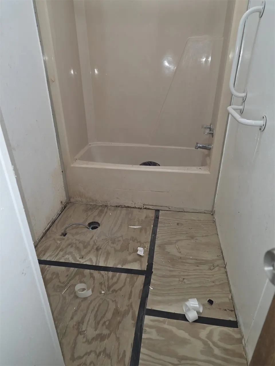 Bathroom rebuild in progress after tear-out